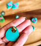 Hand-Painted Turquoise Floral Earrings  - Image 3