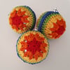 Rainbow Crochet Christmas Baubles. Set of 3 