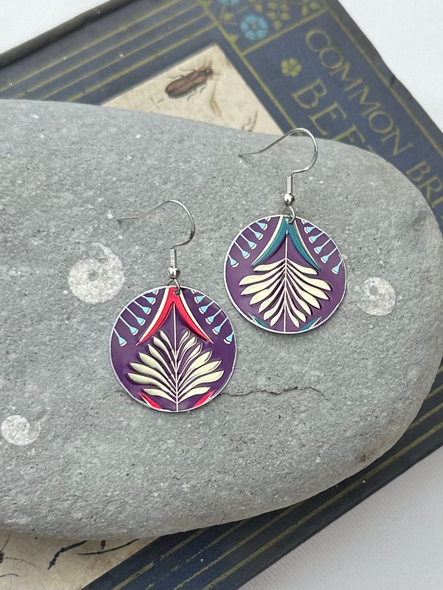 Art Deco style recycled tin earrings 