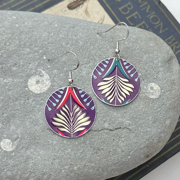 Art Deco style recycled tin earrings 