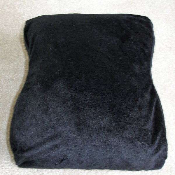 Tempur Pedic Original Contour Travel Neck Pillow Cover Black Plush Minky Fleece