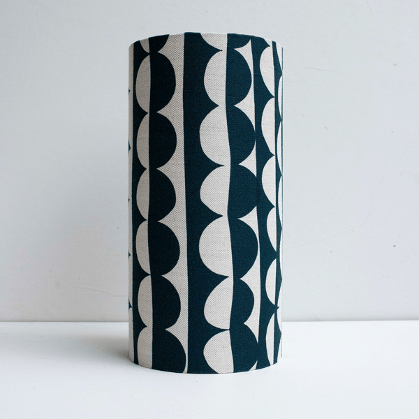 SECONDS SALE - Hand printed tall (34cm) slim lampshade. Dark Navy.