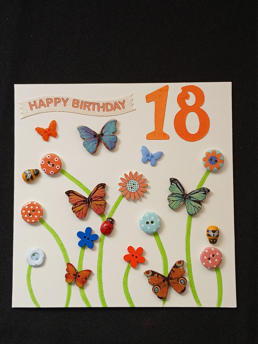Handmade 18th birthday card 