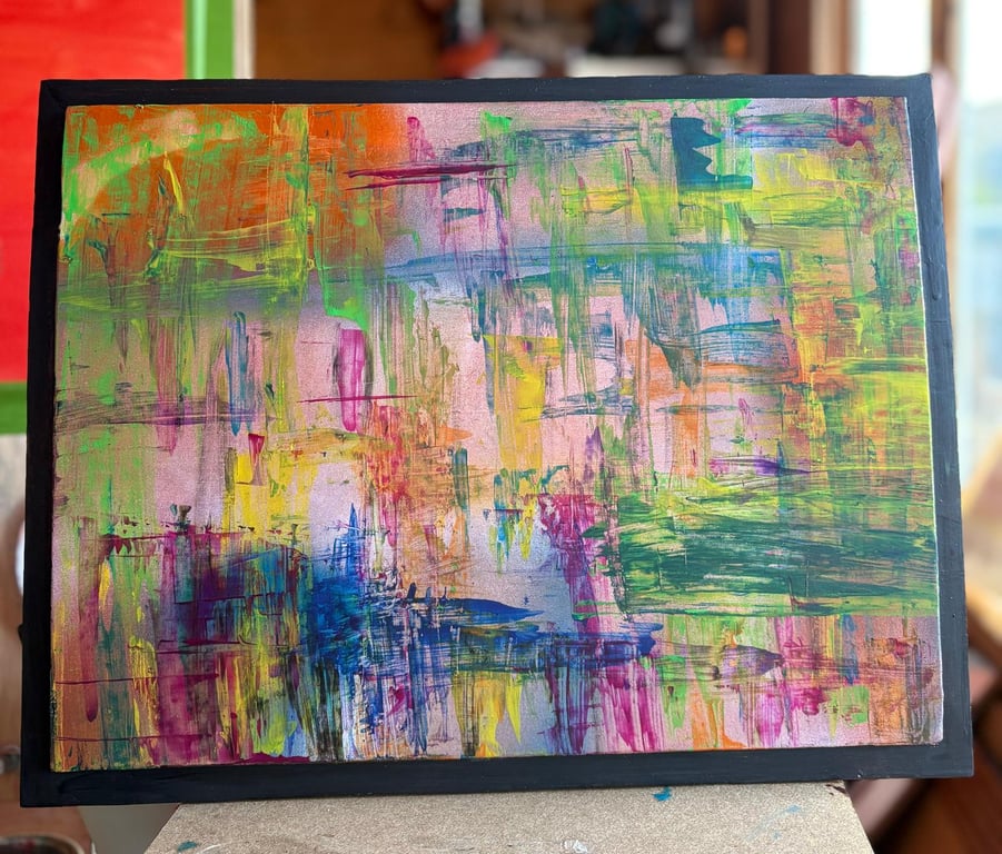 Painting - mixed media on canvas board - "Another Neurospicy Saturday"