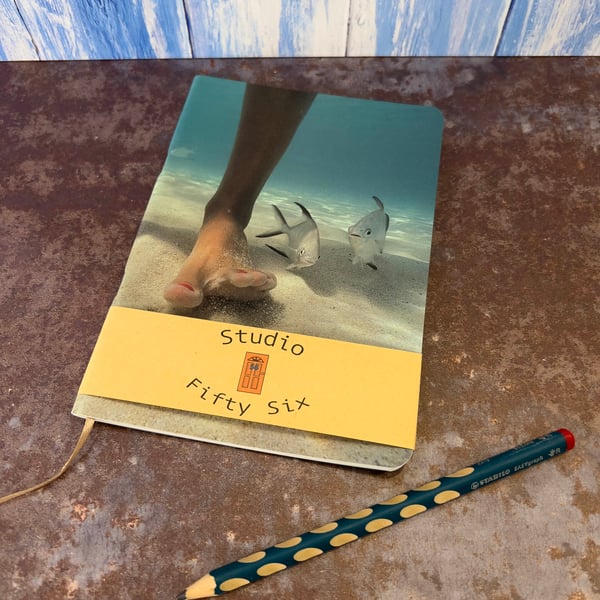 Notebook, Marine themed, A5 (ish), made from up-cycled and recycled materials.
