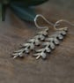 Silver Olive Branch Leaf Earrings, Long Earrings - Image 4