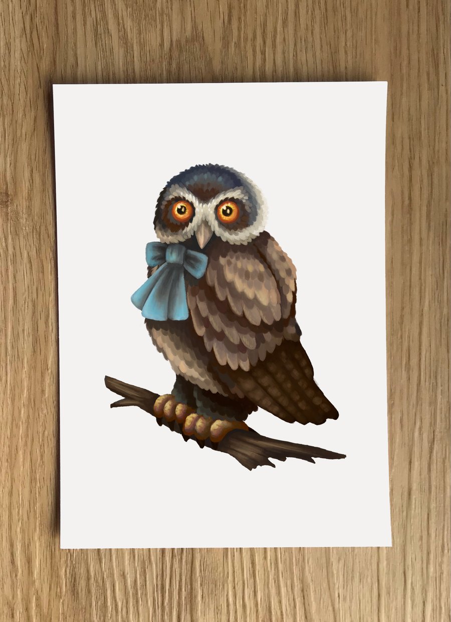 A6 Spectacled Owl Post Card (White Background)