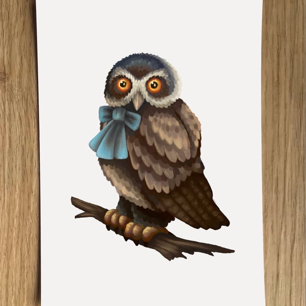 A6 Spectacled Owl Post Card (White Background)