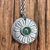 Flower Pendant with Green Quartz Cabochon
