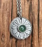 Flower Pendant with Green Quartz Cabochon