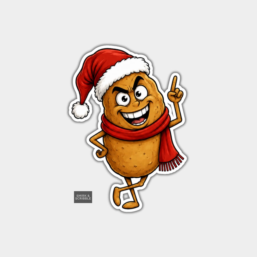 Image of Unique Funny Christmas Sticker Xmas Decal - Cheeky Cute Happy Potato