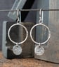 Rustic Textured Silver Circle Earrings - Image 2