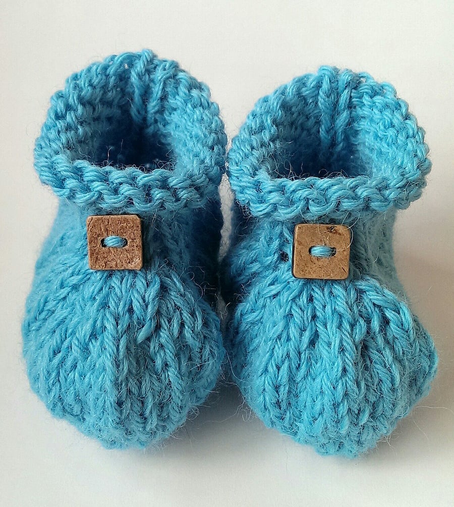 Aqua Alpaca Baby Booties