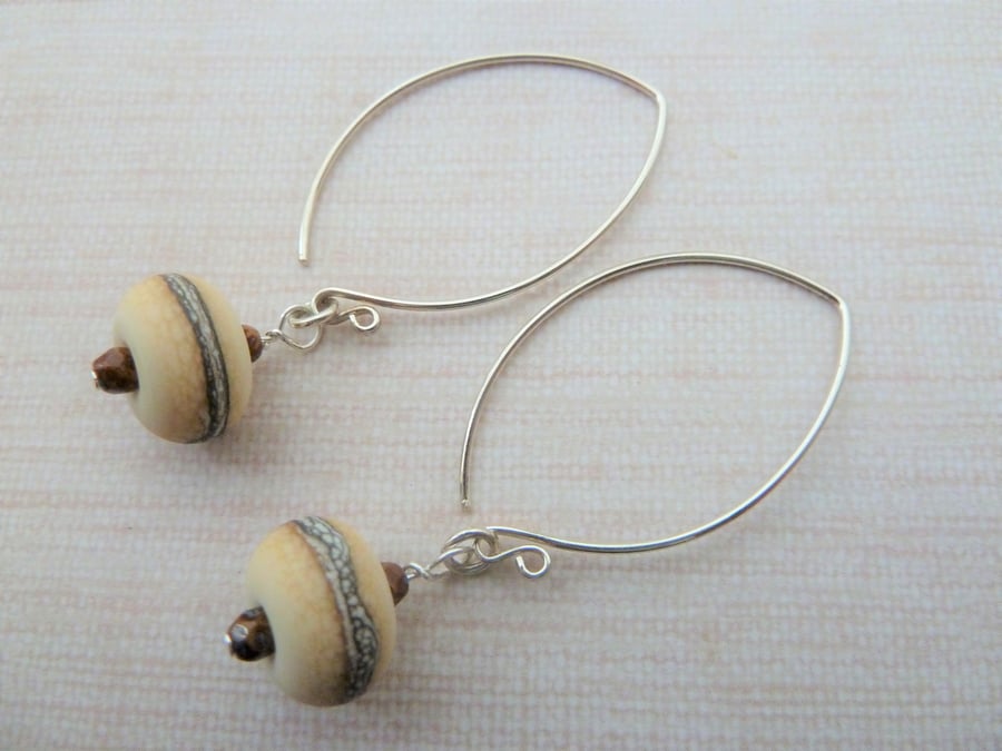 ivory lampwork and sterling silver earrings