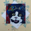 Christmas Kitty Cat Art Greeting Card From my Original Painting