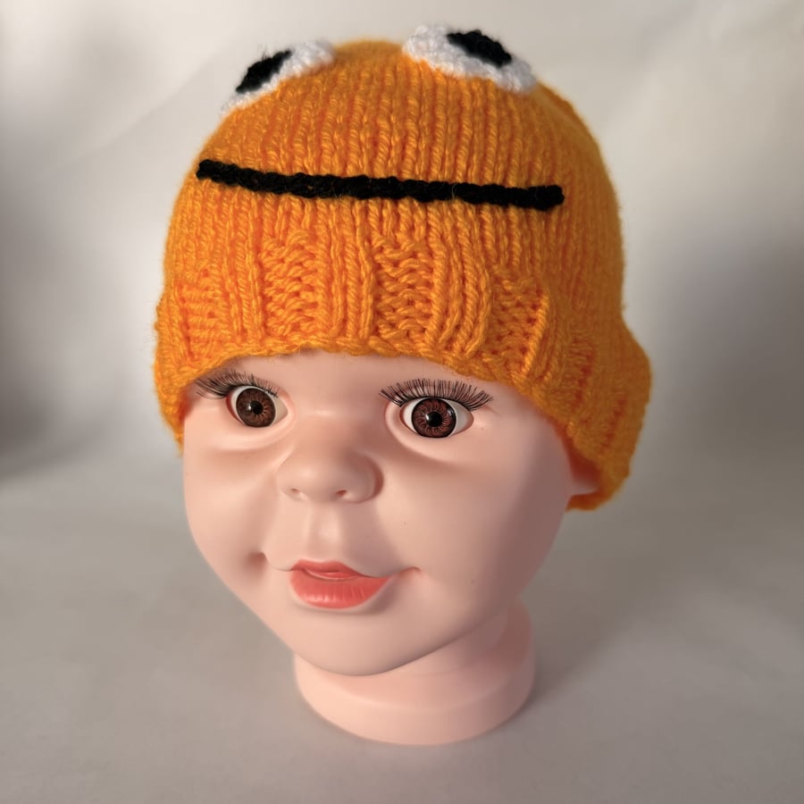 Childrens hand knitted smiley face hat - Folksy