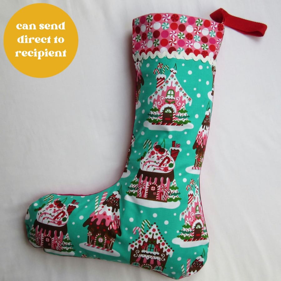Christmas Stocking - Gingerbread House - personalised