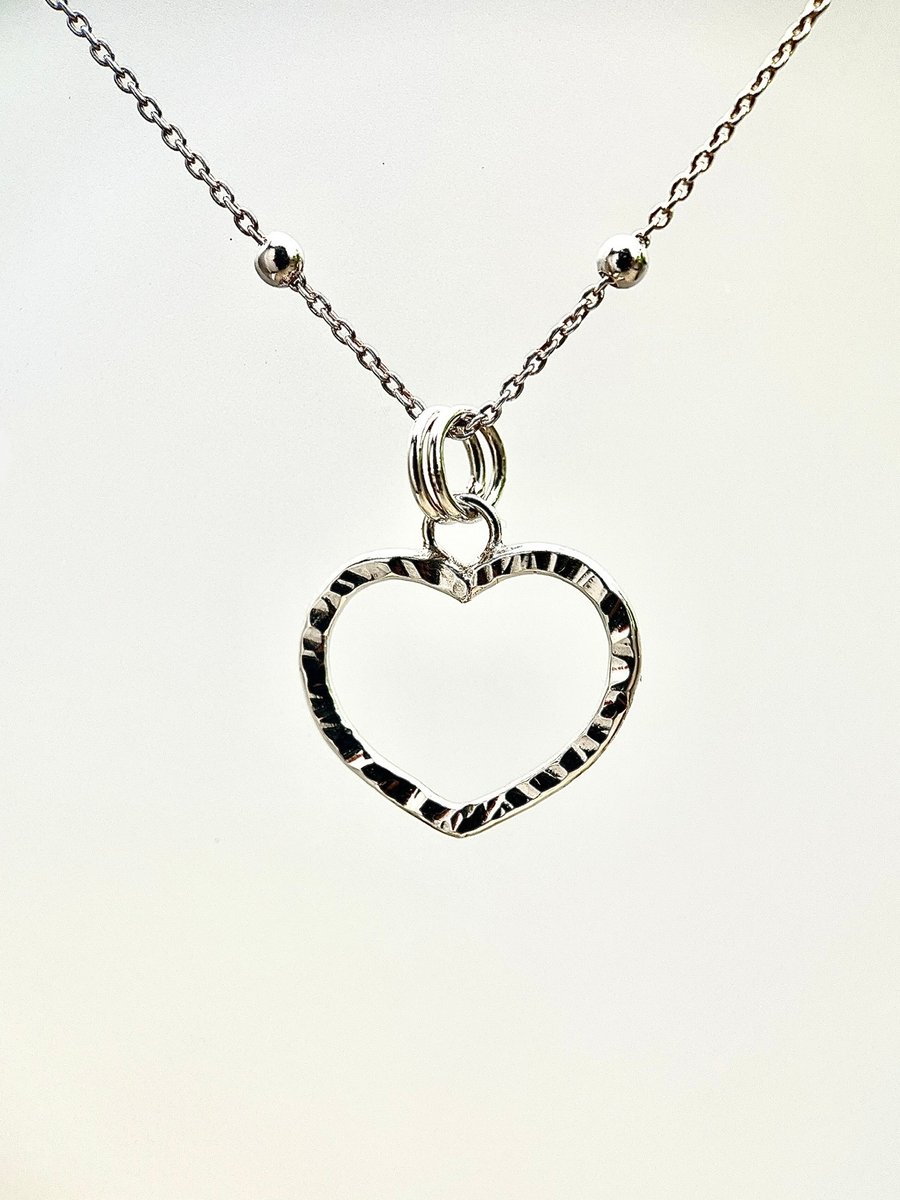 Small Sterling Silver Hammered Heart