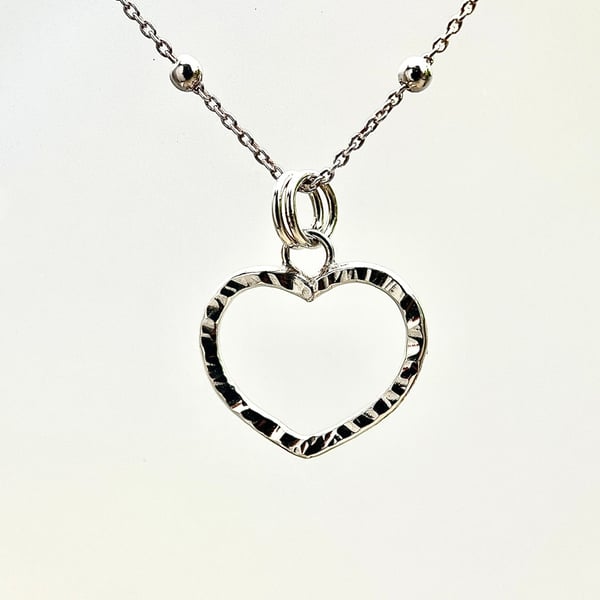 Small Sterling Silver Hammered Heart