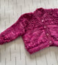 Baby cardigan with lacy pattern knitted in a hand dyed yarn  - Image 2