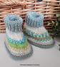 Designer Fairisle 90% % 100% Merino Wool Booties 3-9 months size - Image 1