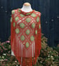 Crochet triangular shawl in sparkly gold, lime and burnt orange - design LF433 - Image 2