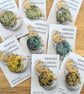 Abstract Embellished Recycled Textile mini button Brooches  - Image 1