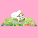 White Grand Piano 3D Pop Up Card – Music Lover Greeting Card