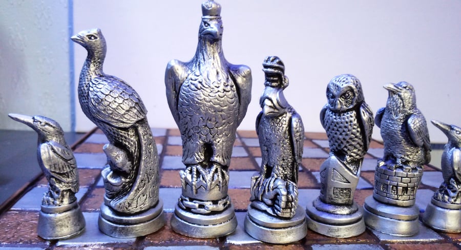 Chess Set British Birds themed, made to order