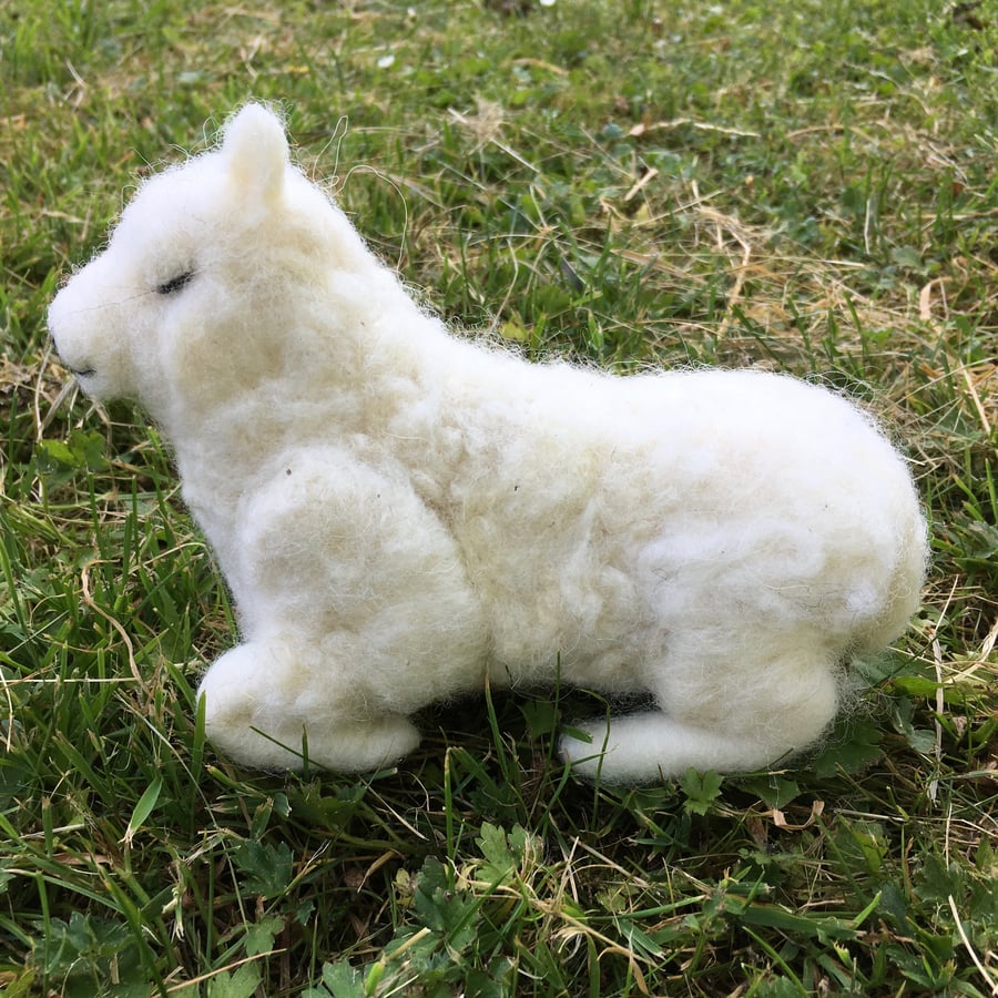 Woolly sheep, needle felted collectable model, woollen sculpture