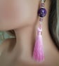 Pink Silk Tassel earrings - Long