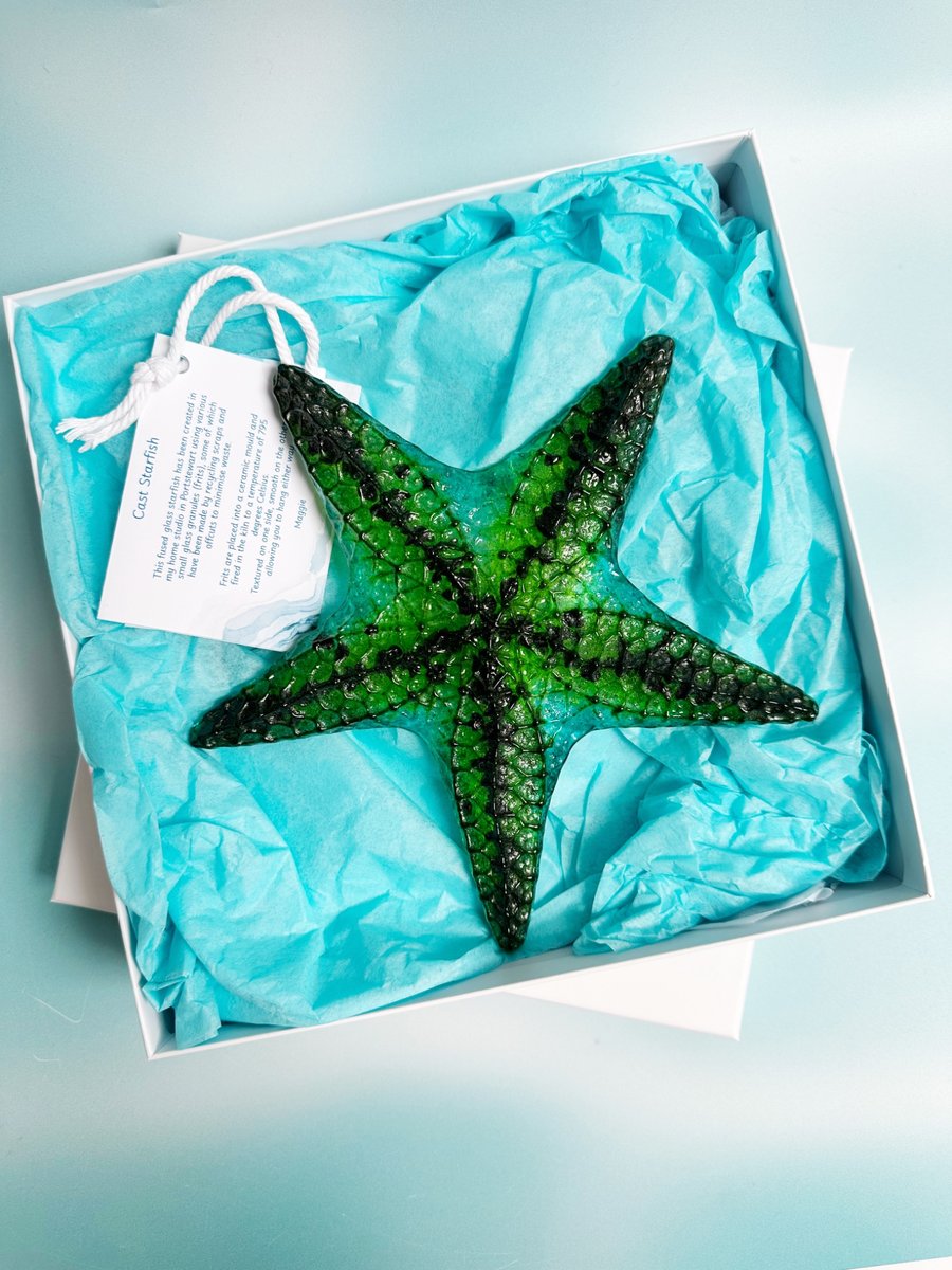 Fused Glass Starfish - Green-Turquoise