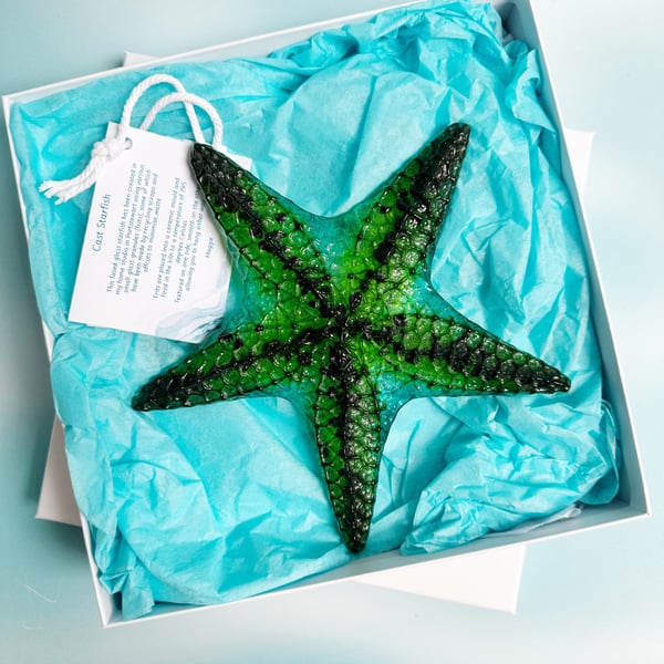Fused Glass Starfish - Green-Turquoise