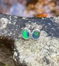 Opal and silver oval stud earrings - Image 6