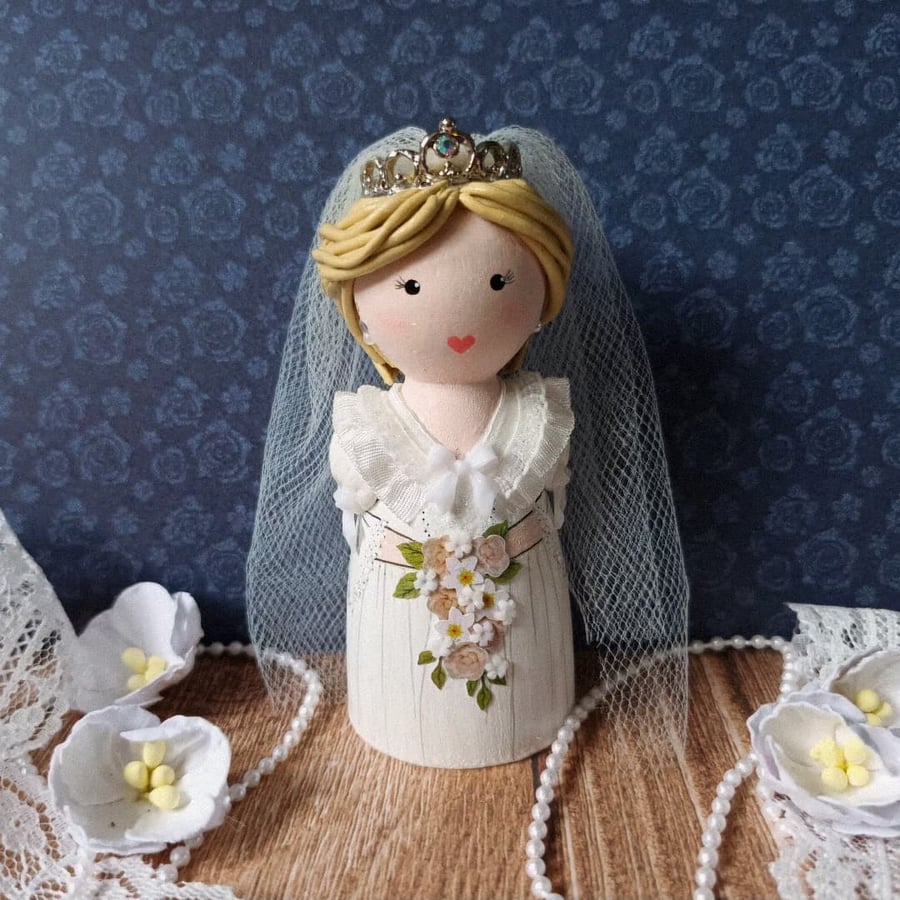 Princess Diana wedding peg doll.