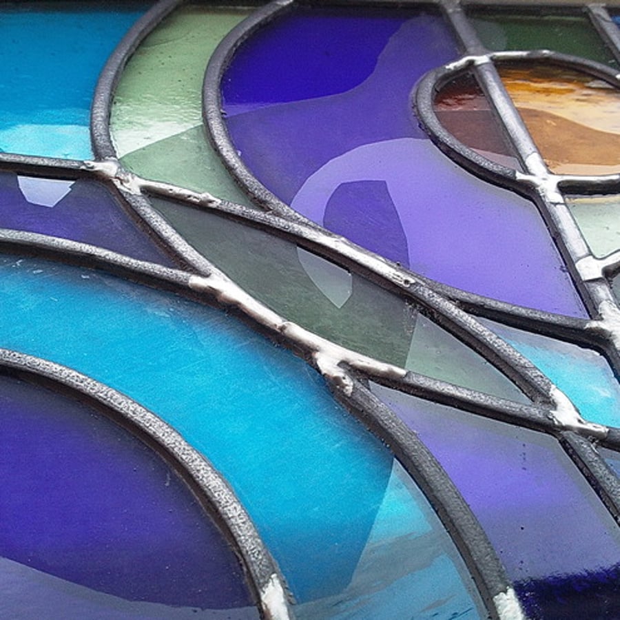 Fish Pond, stained glass panel