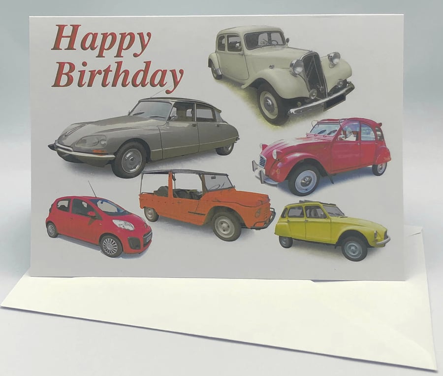 Citroen Classic French cars - Birthday, Anniversary, Retirement or Plain Card