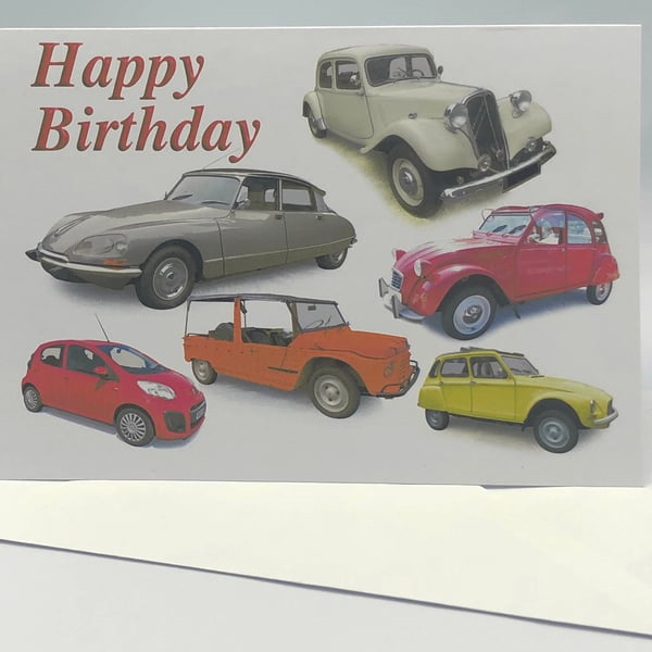Citroen Classic French cars - Birthday, Anniversary, Retirement or Plain Card