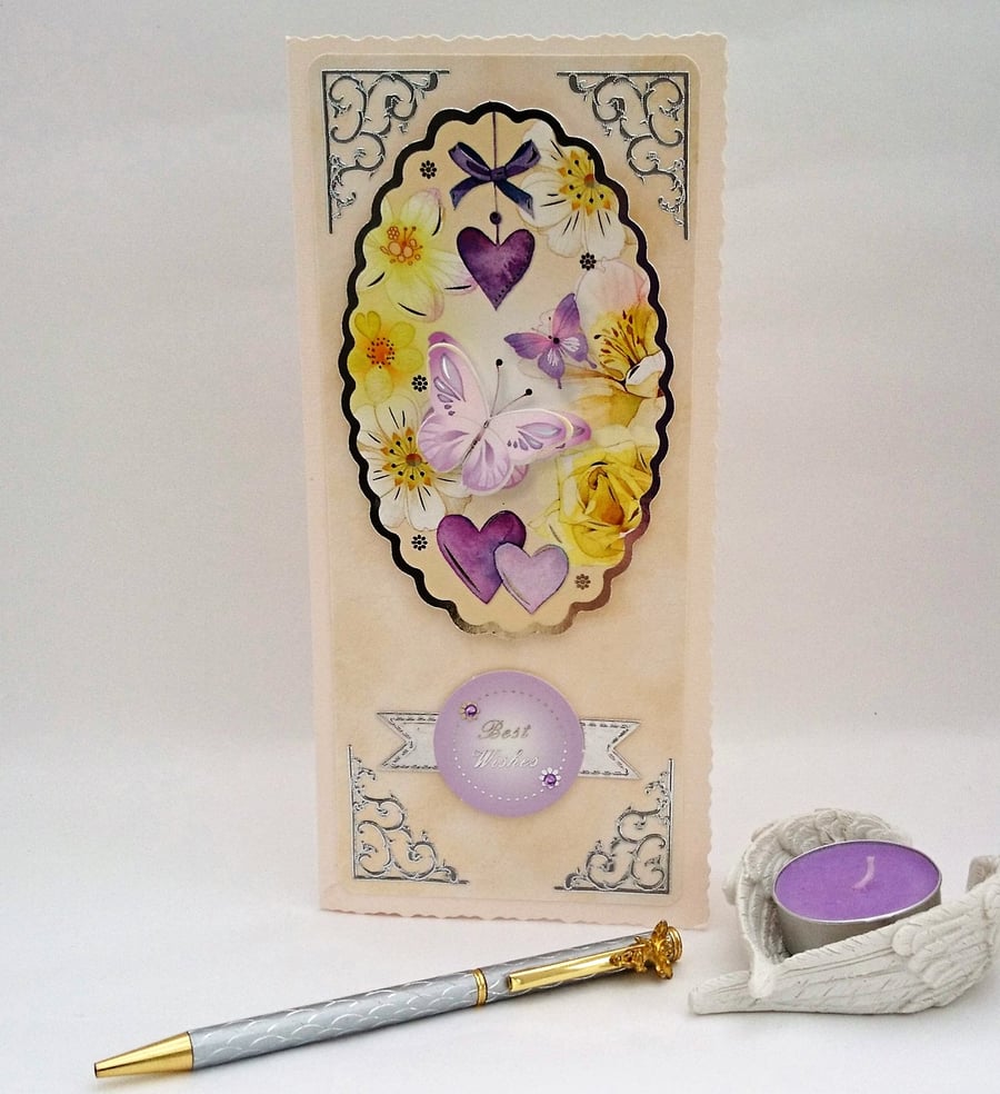  Best Wishes Handmade Card FREE POSTAGE TO U.K.