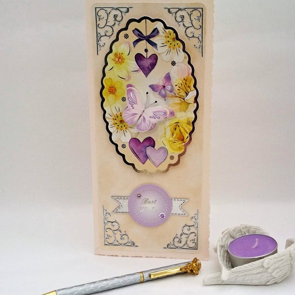  Best Wishes Handmade Card FREE POSTAGE TO U.K.