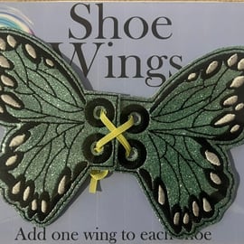 Butterfly Wings, Embroidered shoe,boot wings. teal