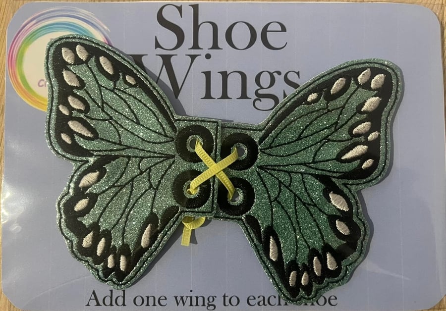 Butterfly Wings, Embroidered shoe,boot wings. teal - Folksy