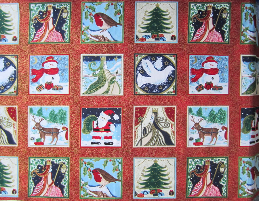 24 Christmas Fabric Square Panels