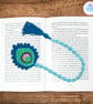 Blue and green peacock feather crochet bookmark, pagekeeper. - Image 9