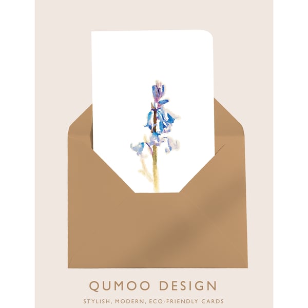 Bluebell flower birthday blank greetings Card (QM300)