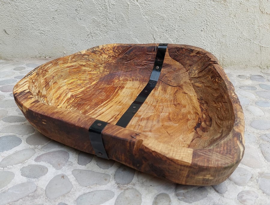 Reclaimed wood rustic vintage wooden metal bowl