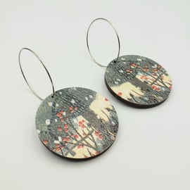 Medium christmas red berry woodland earrings