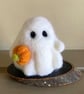 Cute Spook Ghost Halloween Needle Felted Ornament Gift
