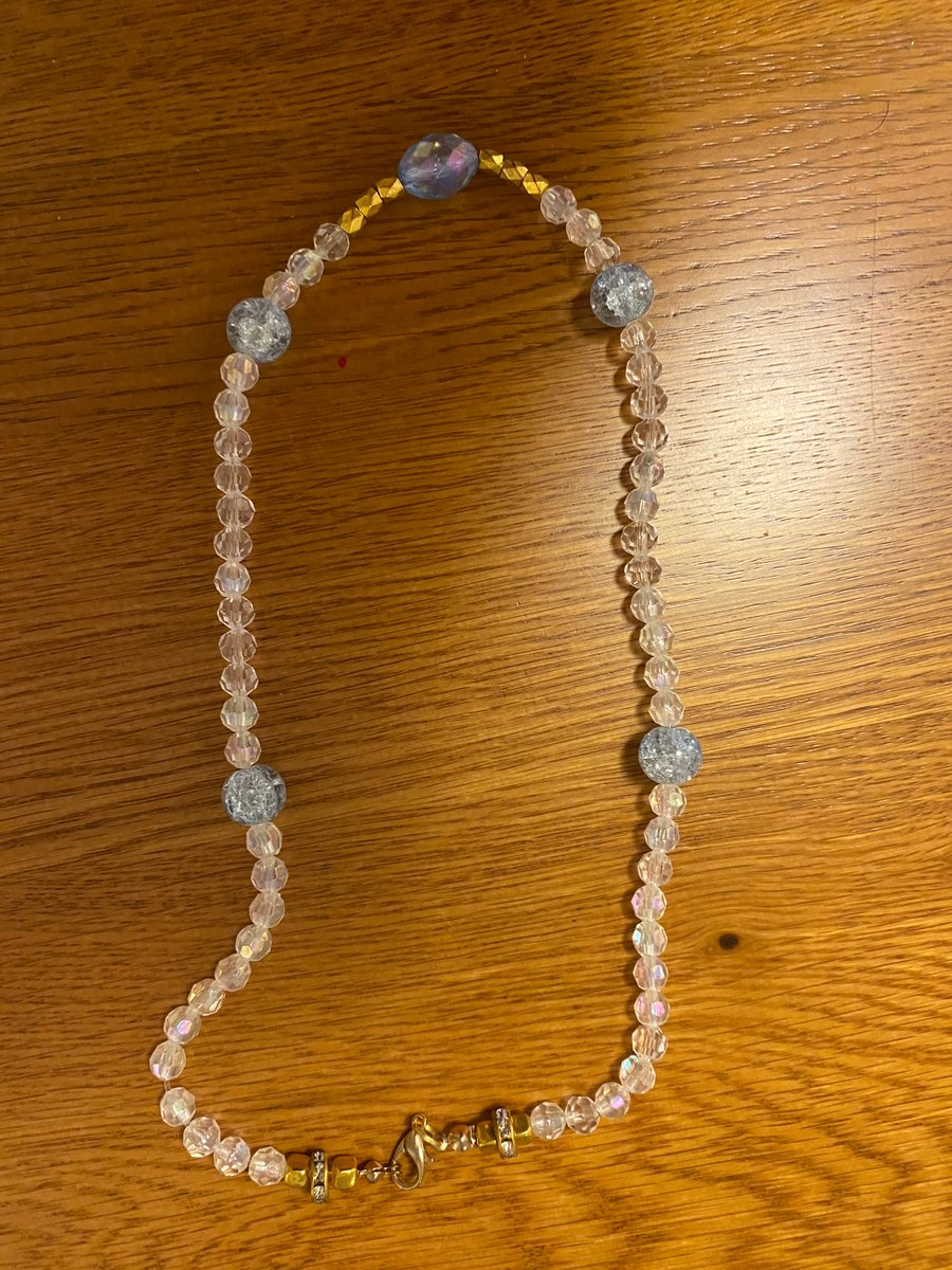 baby blue and clear beads neacklace