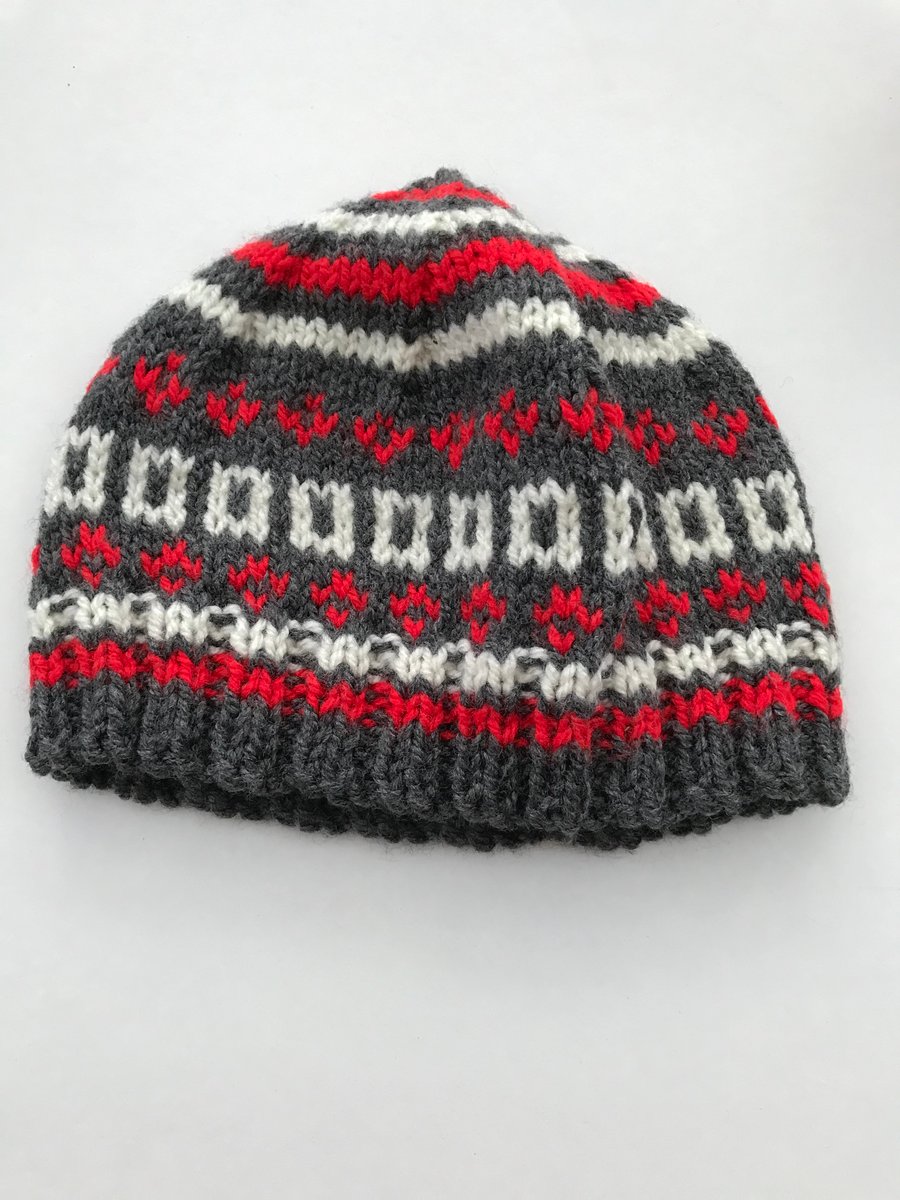 Hand knitted fair isle baby hat